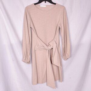 R. Vivimos Long Sleeve Knit Tie Waist Mini Sweater Dress Size Large (12/14)